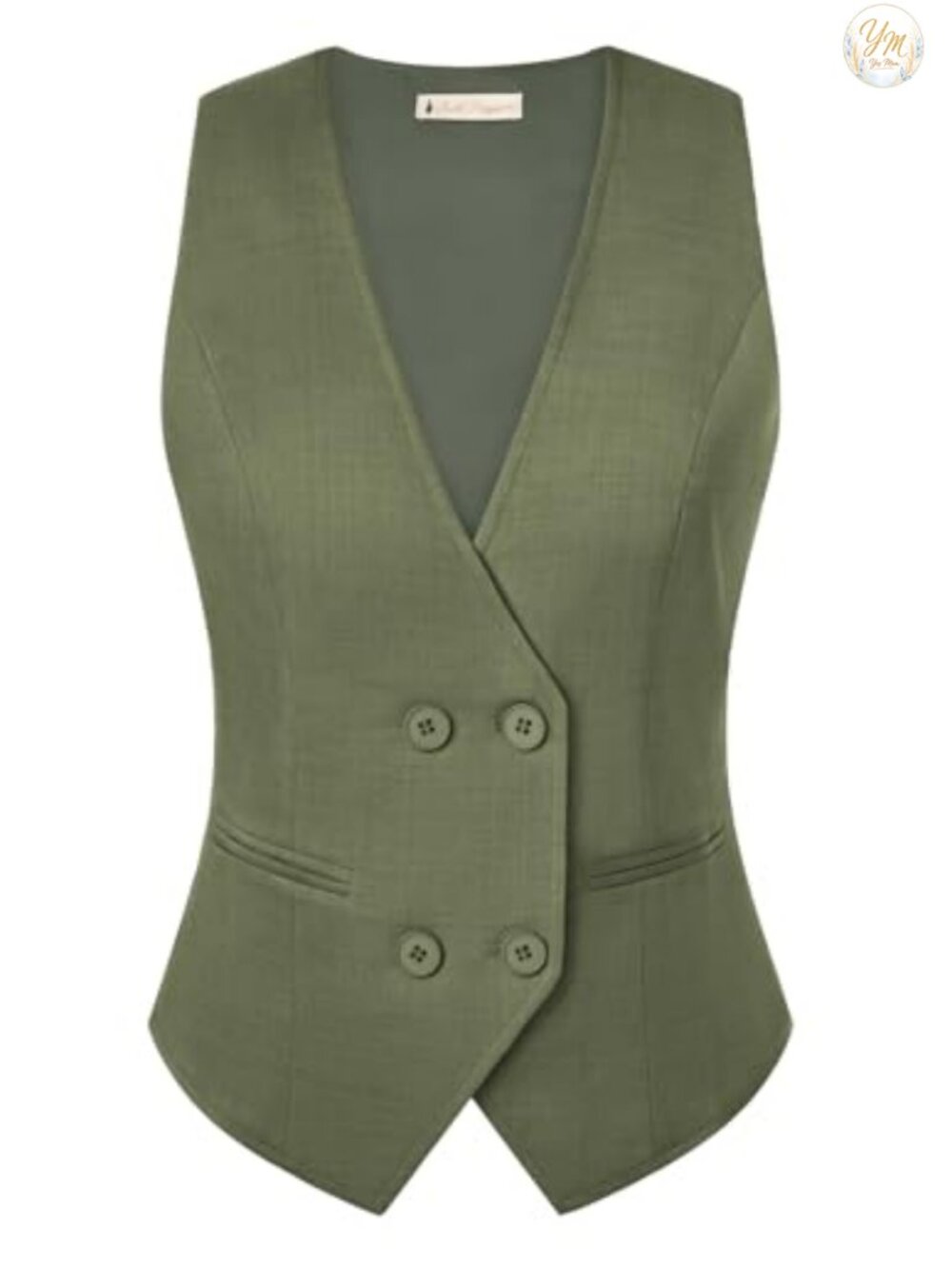 Sleeveless V-Neck Double Breasted Vest Top Button Front Business Casual